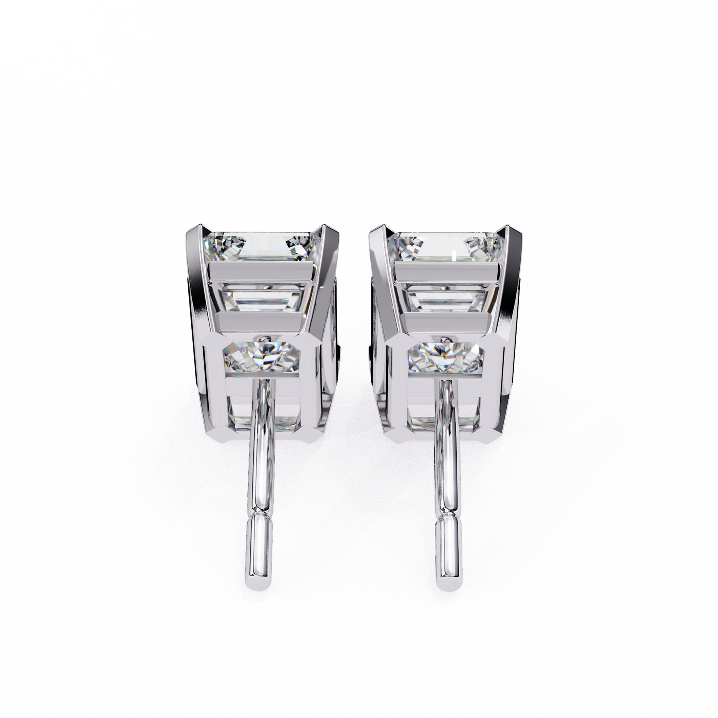 Emerald Solitaire Lab Grown Diamond Studs