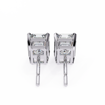 Emerald Solitaire Lab Grown Diamond Studs