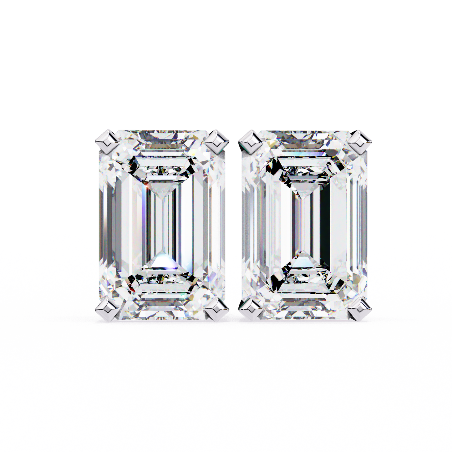 Emerald Solitaire Lab Grown Diamond Studs