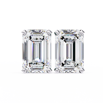 Emerald Solitaire Lab Grown Diamond Studs