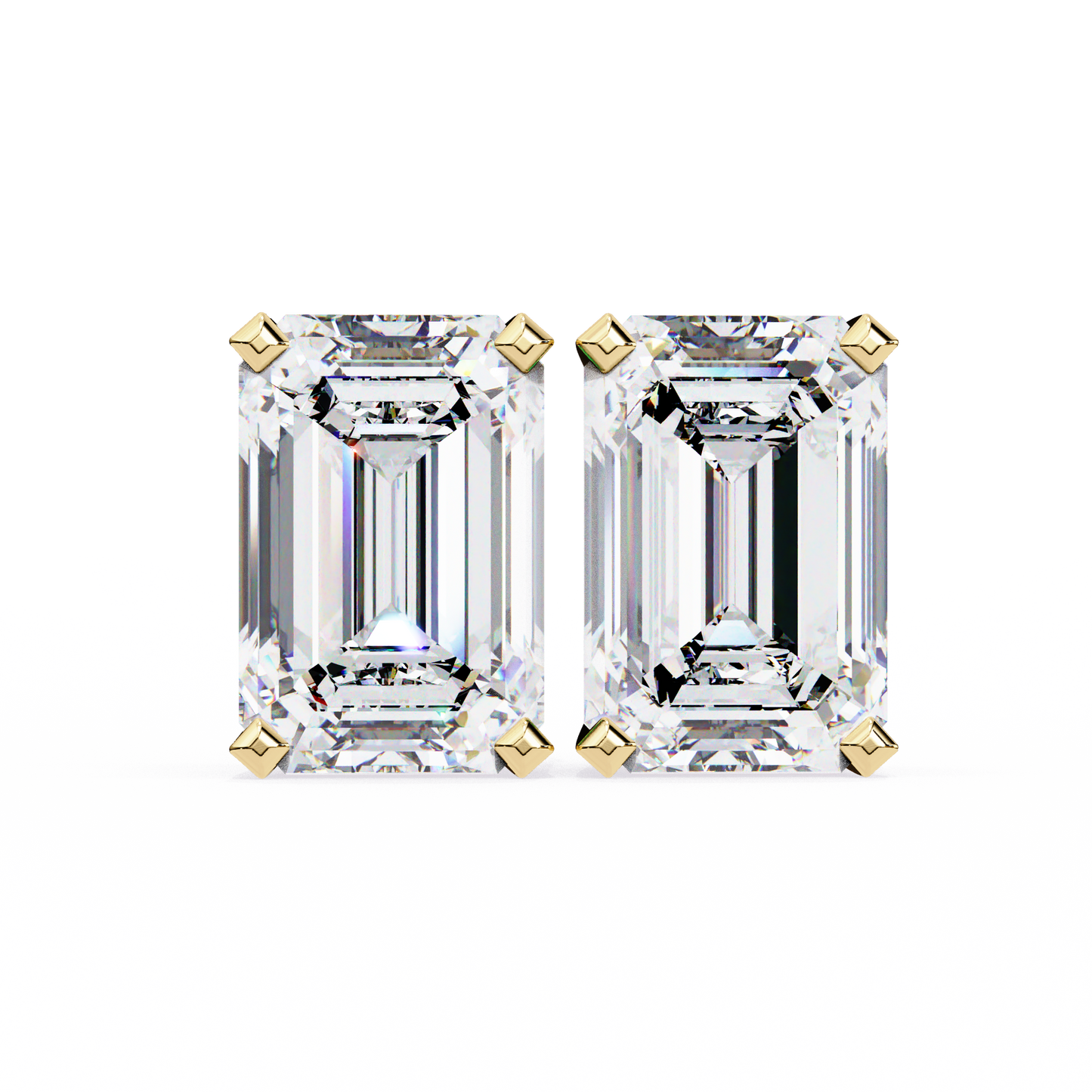 Emerald Solitaire Lab Grown Diamond Studs