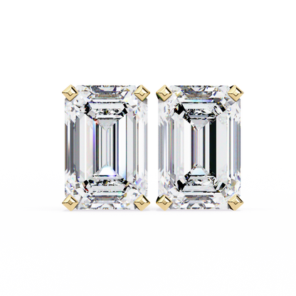 Emerald Solitaire Lab Grown Diamond Studs