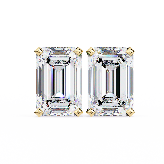 Emerald Solitaire Lab Grown Diamond Studs