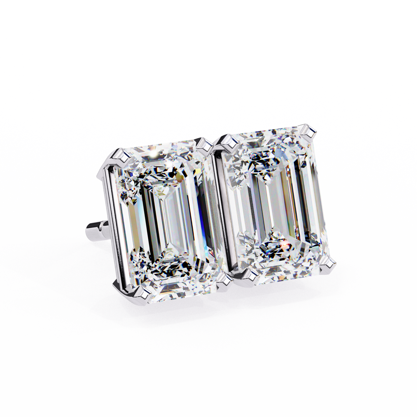 Emerald Solitaire Lab Grown Diamond Studs
