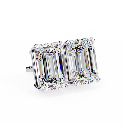 Emerald Solitaire Lab Grown Diamond Studs
