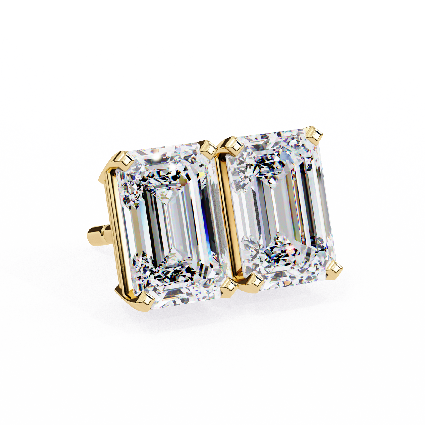 Emerald Solitaire Lab Grown Diamond Studs