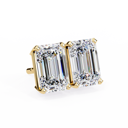 Emerald Solitaire Lab Grown Diamond Studs