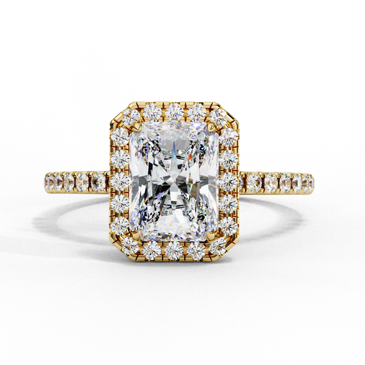 Aarya Radiant Solitaire Halo Ring Lab Grown Diamond