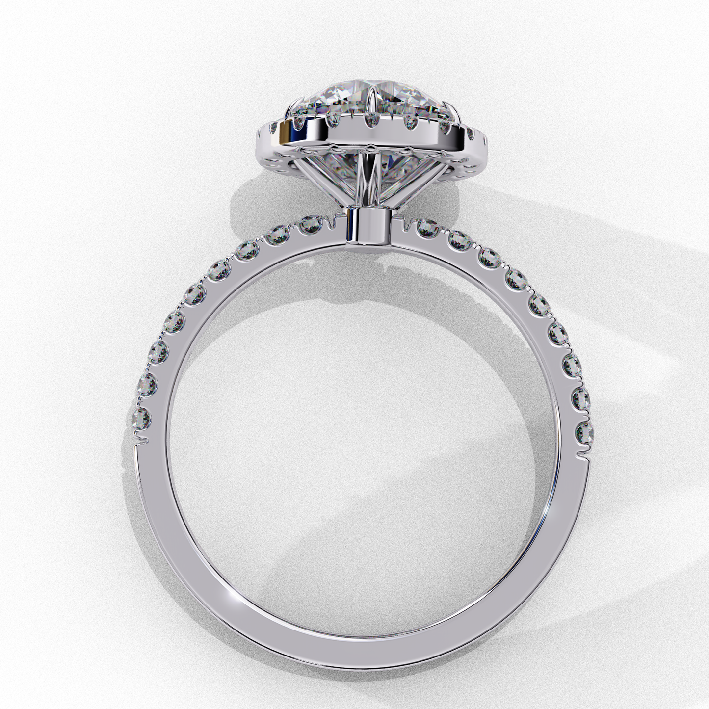 Mysha Round Solitaire Halo Ring Lab Grown Diamond