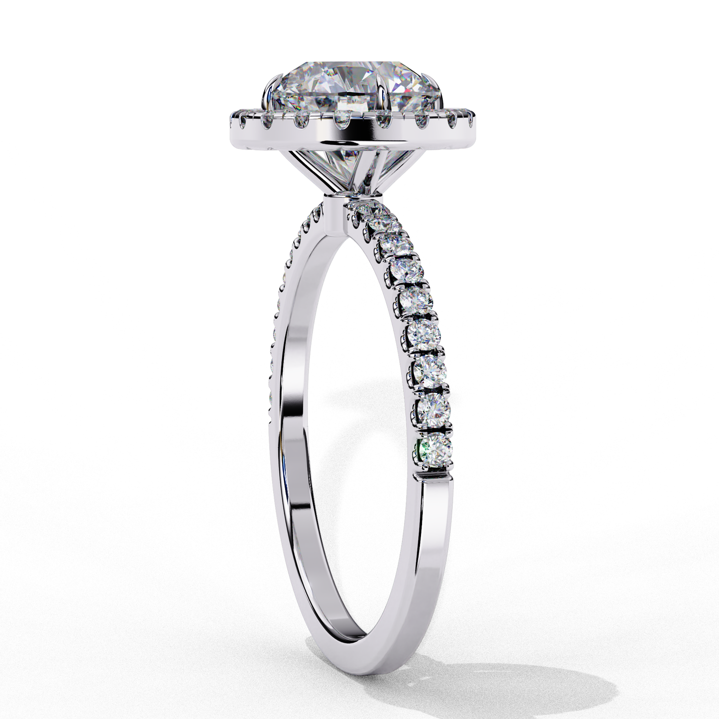 Mysha Round Solitaire Halo Ring Lab Grown Diamond