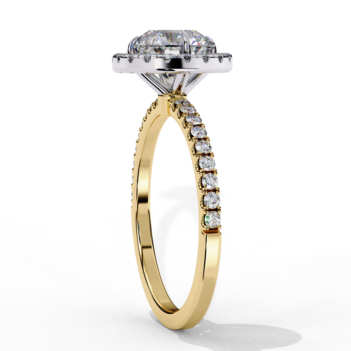 Mysha Round Solitaire Halo Ring Lab Grown Diamond