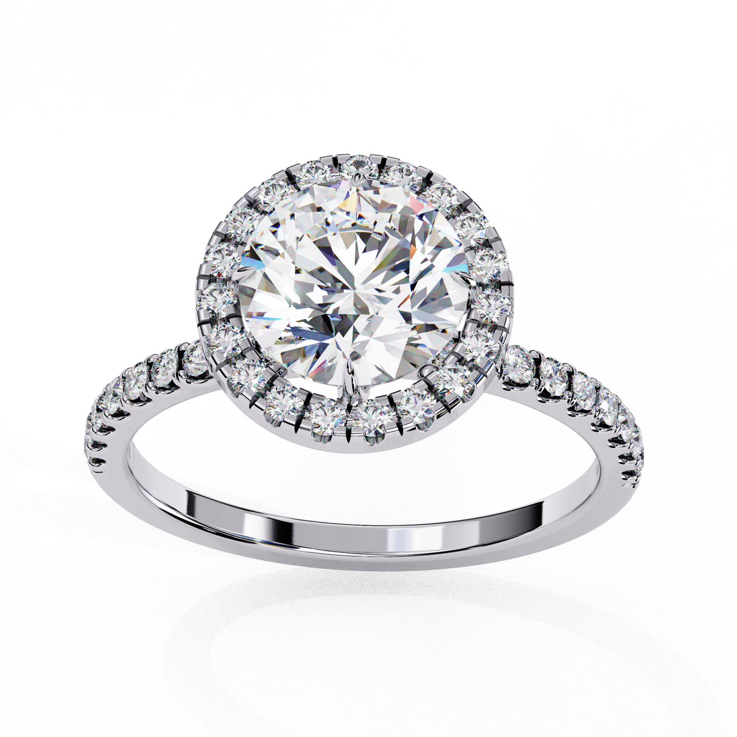 Mysha Round Solitaire Halo Ring Lab Grown Diamond