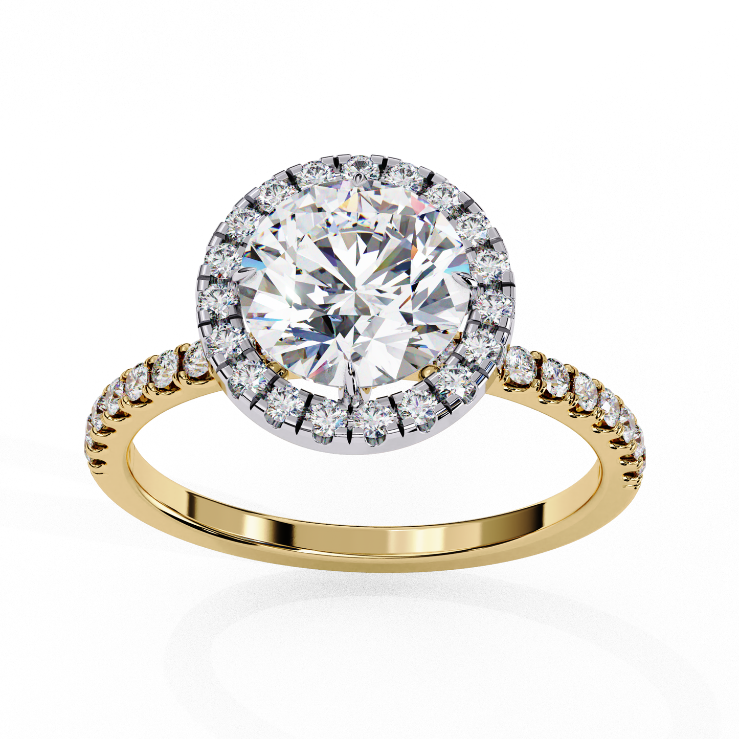 Mysha Round Solitaire Halo Ring Lab Grown Diamond