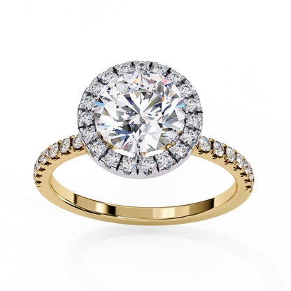 Mysha Round Solitaire Halo Ring Lab Grown Diamond