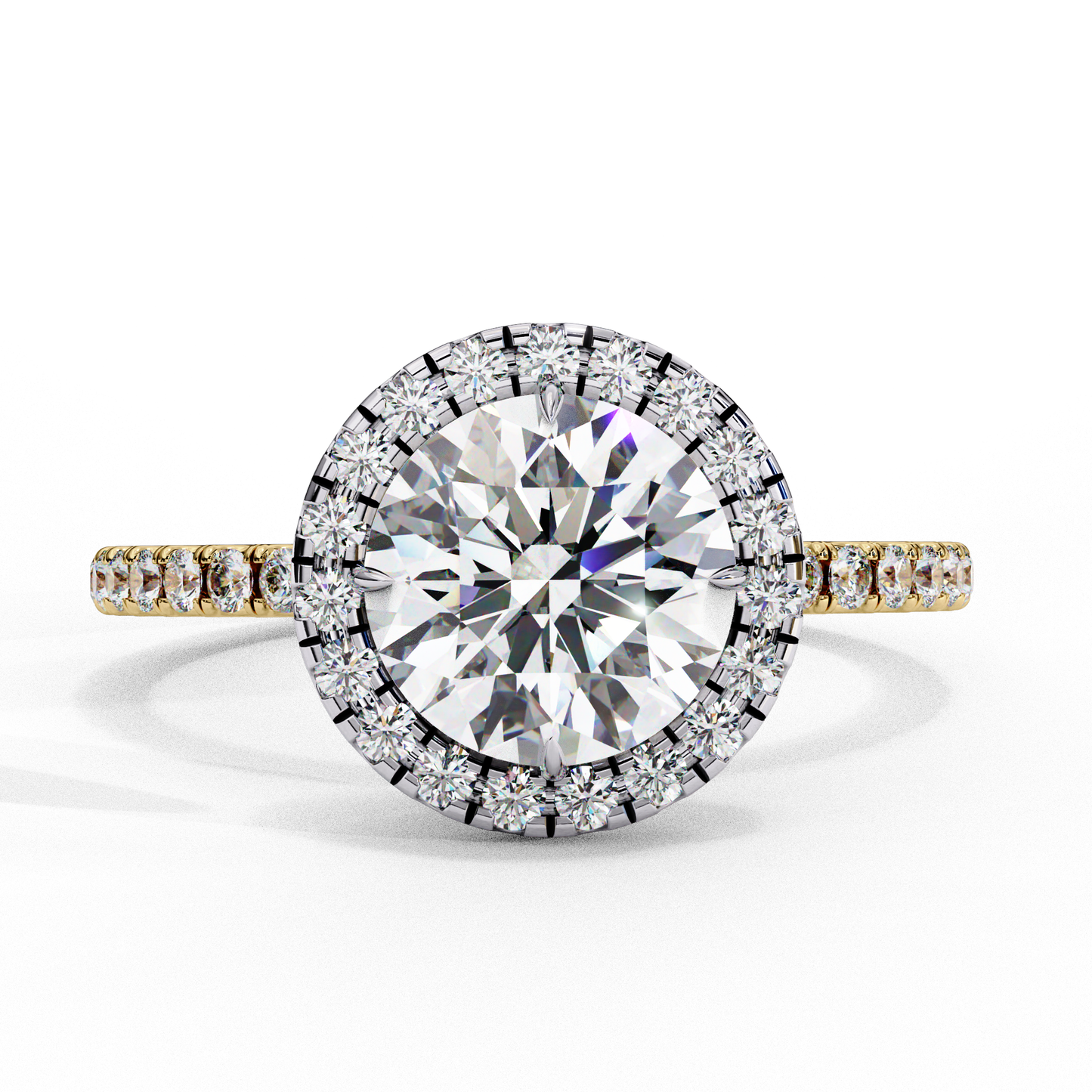 Mysha Round Solitaire Halo Ring Lab Grown Diamond