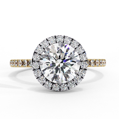 Mysha Round Solitaire Halo Ring Lab Grown Diamond