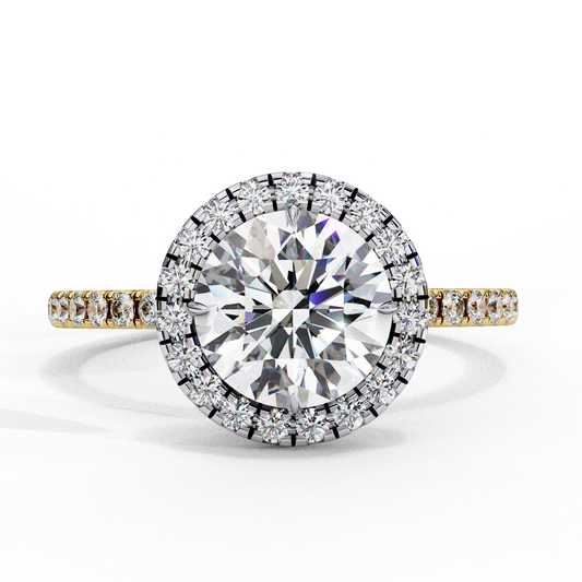 Mysha Round Solitaire Halo Ring Lab Grown Diamond