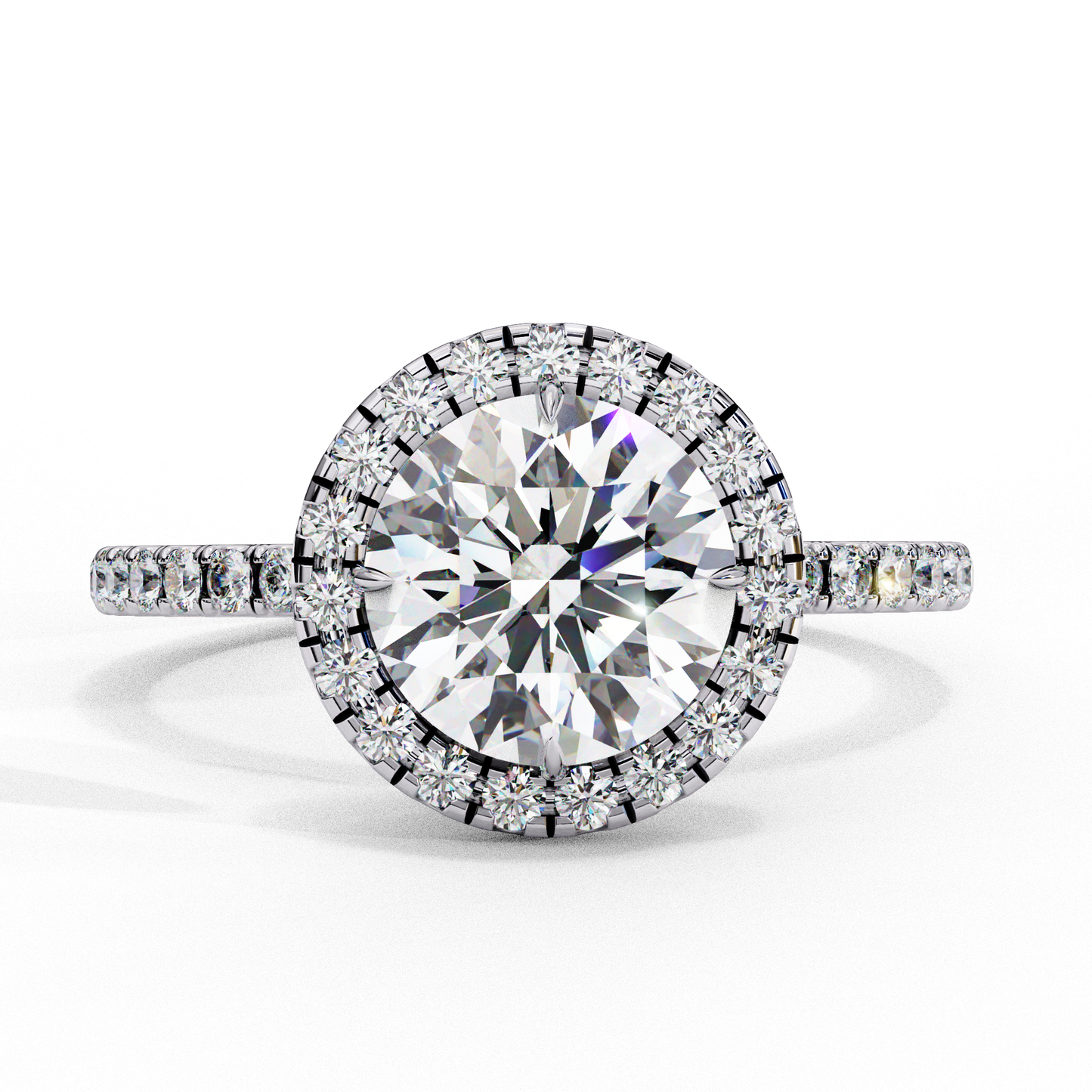 Mysha Round Solitaire Halo Ring Lab Grown Diamond