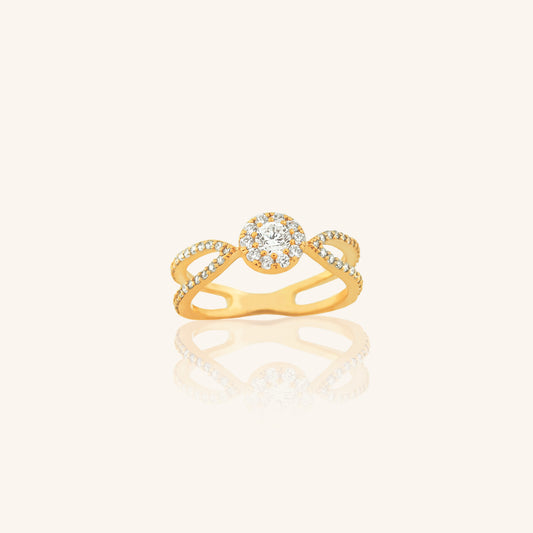 Diamond Cluster Two Line Ring