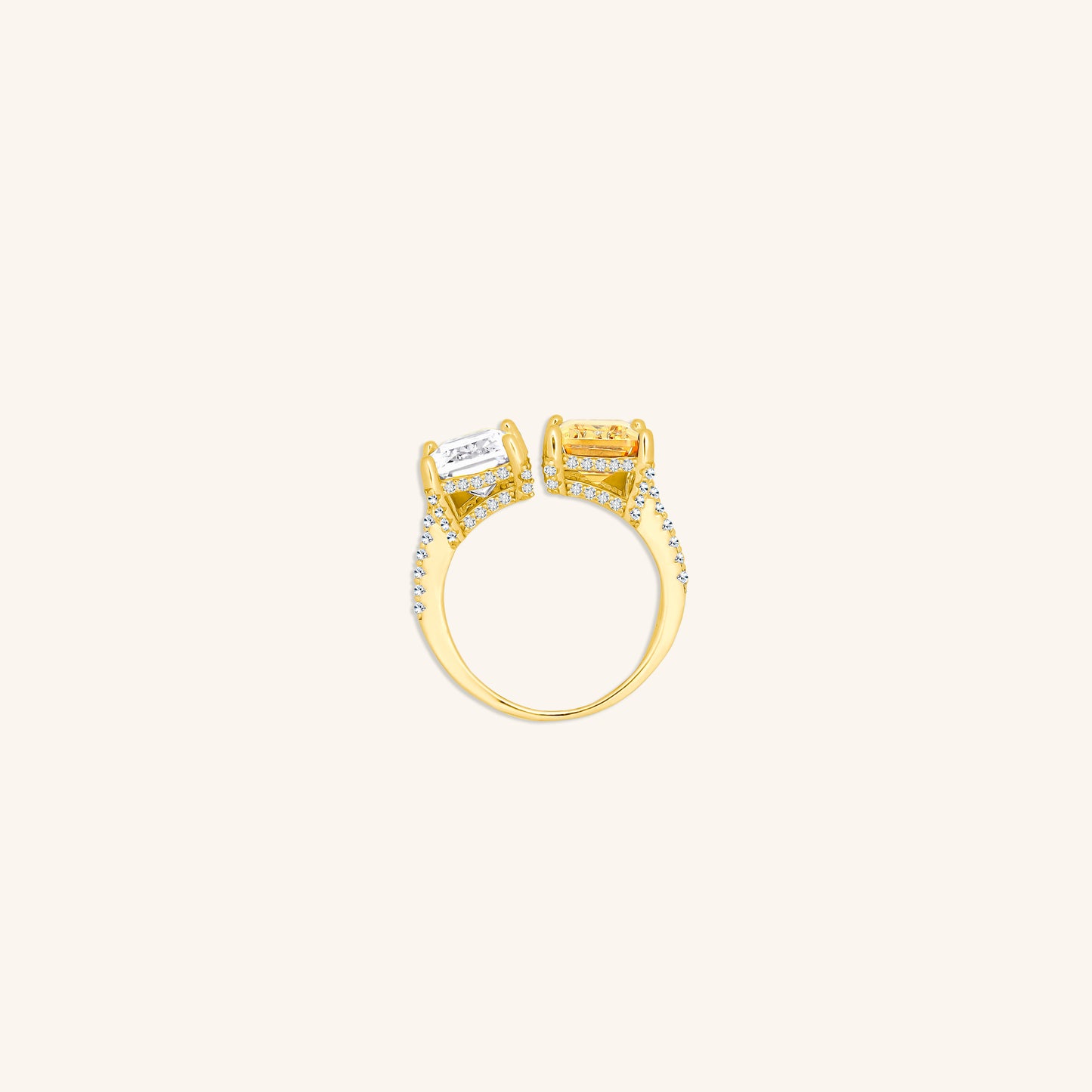 Two Emerald Cut Ring