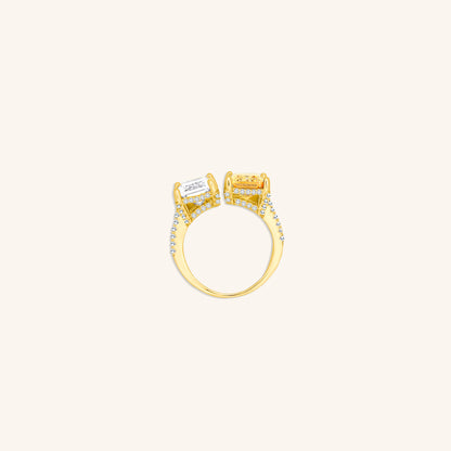 Two Emerald Cut Ring