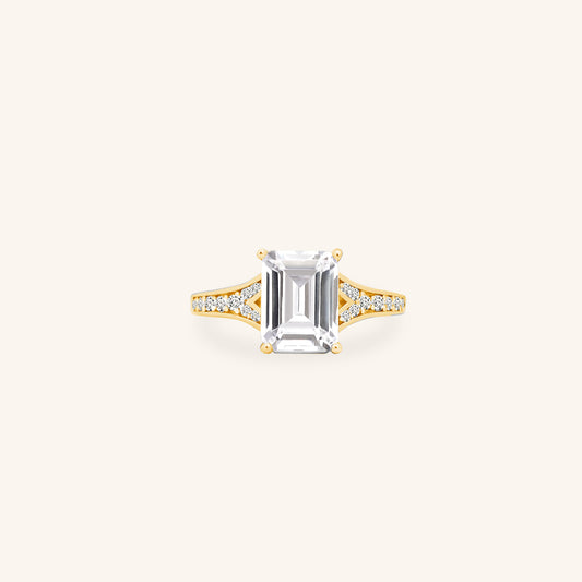 Emerald Cut V Ring