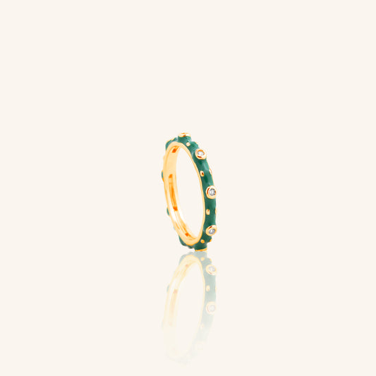Dark Green Enamel Dia Ring