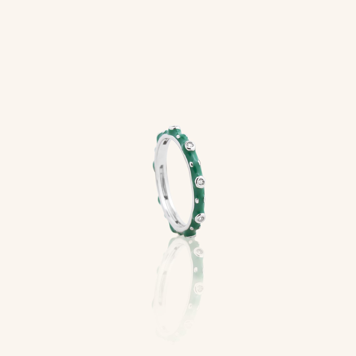 Dark Green Enamel Dia Ring