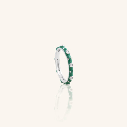 Dark Green Enamel Dia Ring