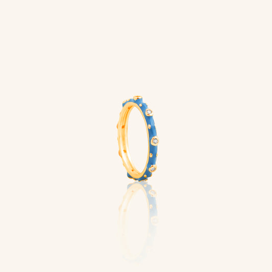 Blue Enamel Dia Ring