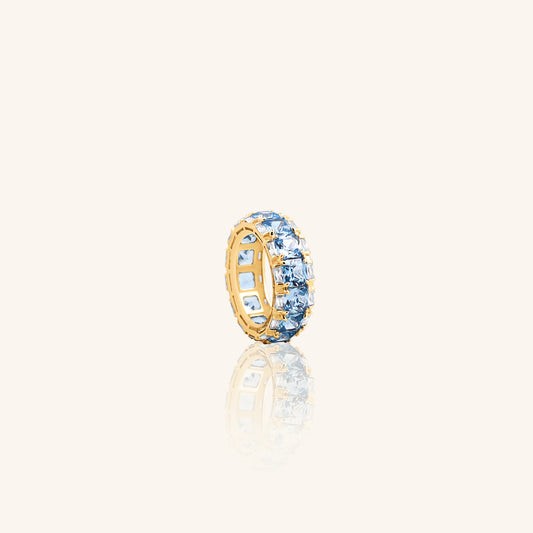 Blue Princess Cut Eternity Band