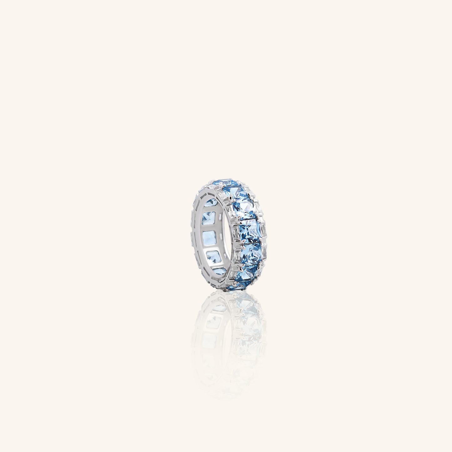 Blue Princess Cut Eternity Band