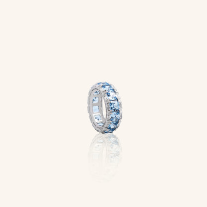 Blue Princess Cut Eternity Band