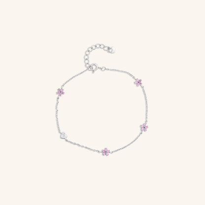 Pink Diamond Flower Bracelet