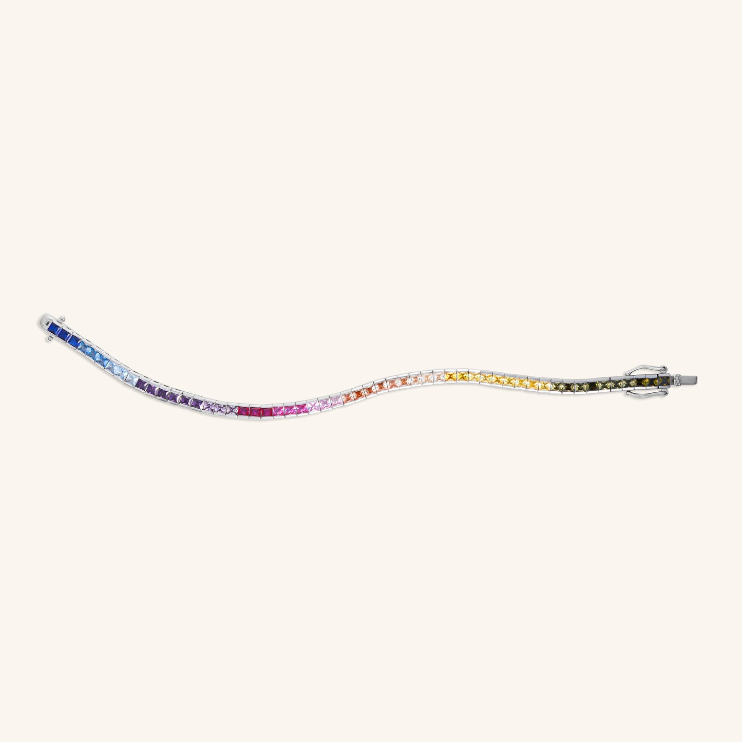 Princess Diamond Rainbow Tennis Bracelet