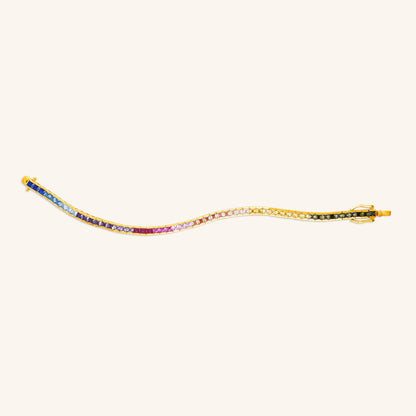 Princess Diamond Rainbow Tennis Bracelet