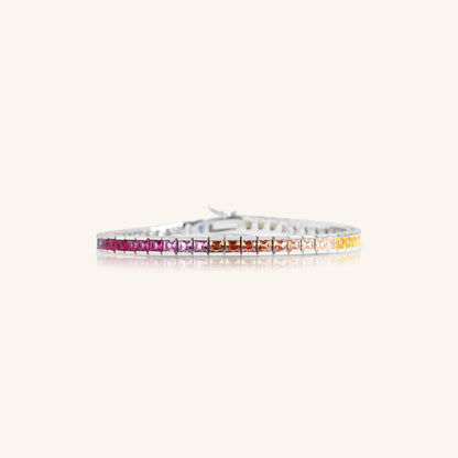 Princess Diamond Rainbow Tennis Bracelet