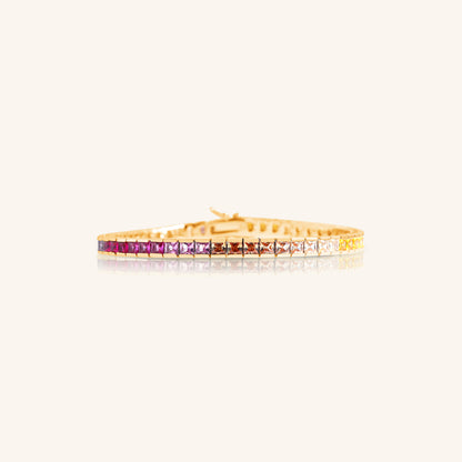 Princess Diamond Rainbow Tennis Bracelet