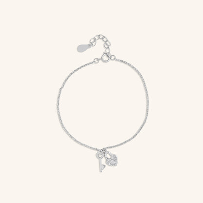 Heart Key Charm Bracelet