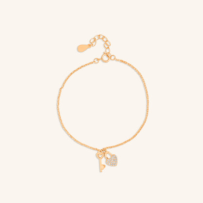 Heart Key Charm Bracelet