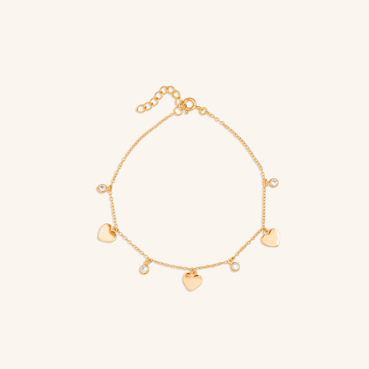 Three Heart Charm Diamond Bracelet