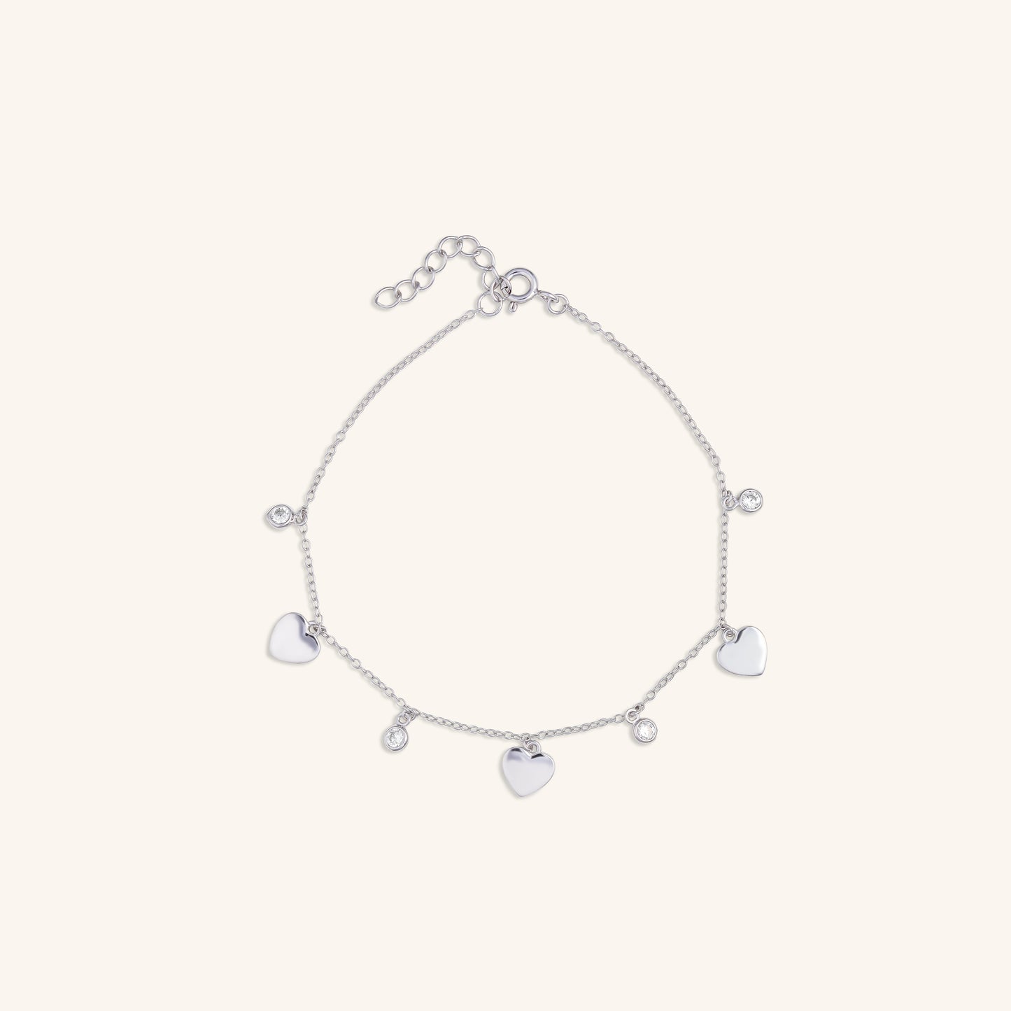 Three Heart Charm Diamond Bracelet