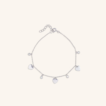 Three Heart Charm Diamond Bracelet