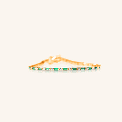 Emerald and Round Diamond Tennis Bracelet