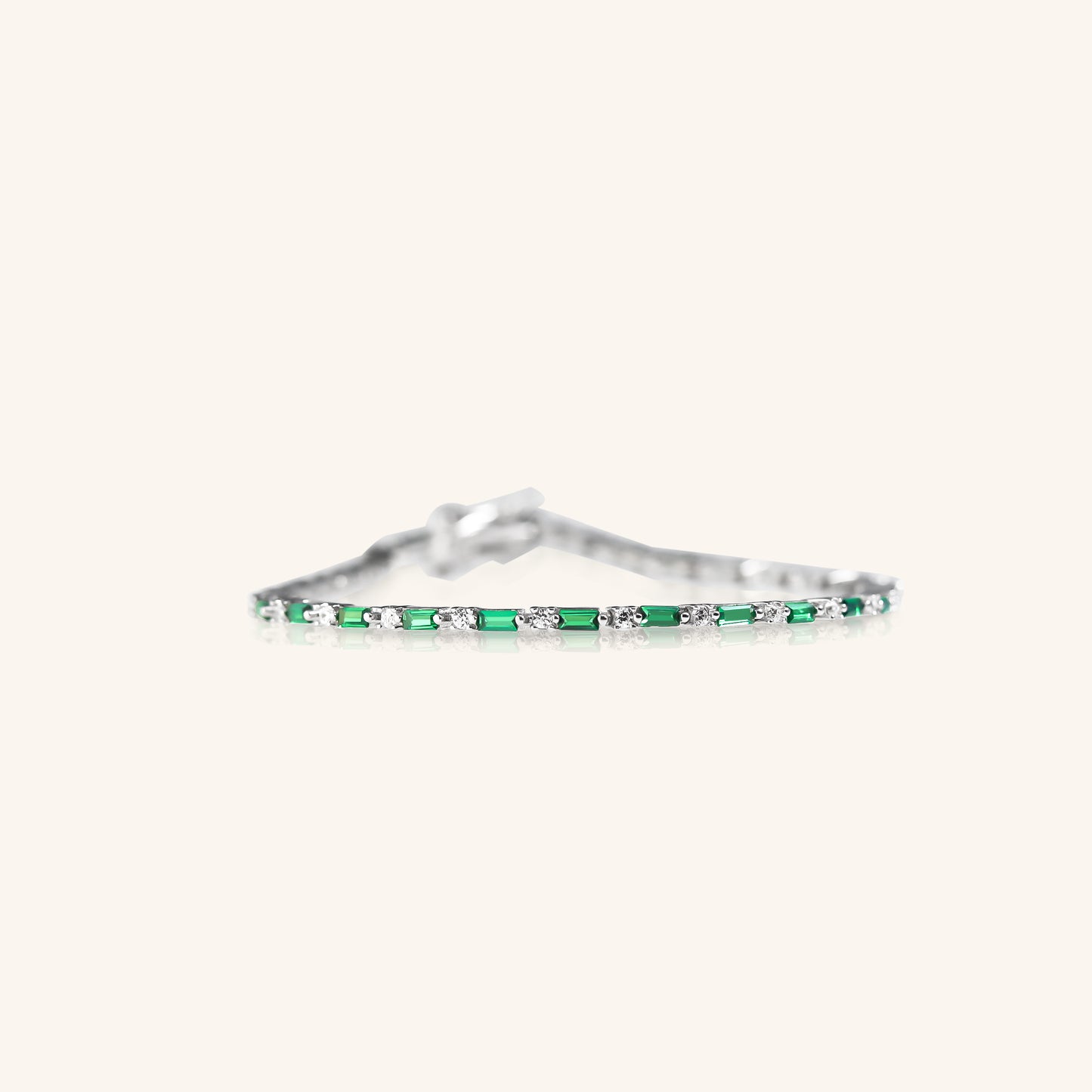 Emerald and Round Diamond Tennis Bracelet