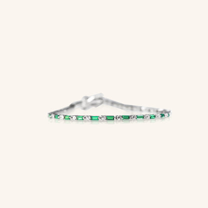 Emerald and Round Diamond Tennis Bracelet