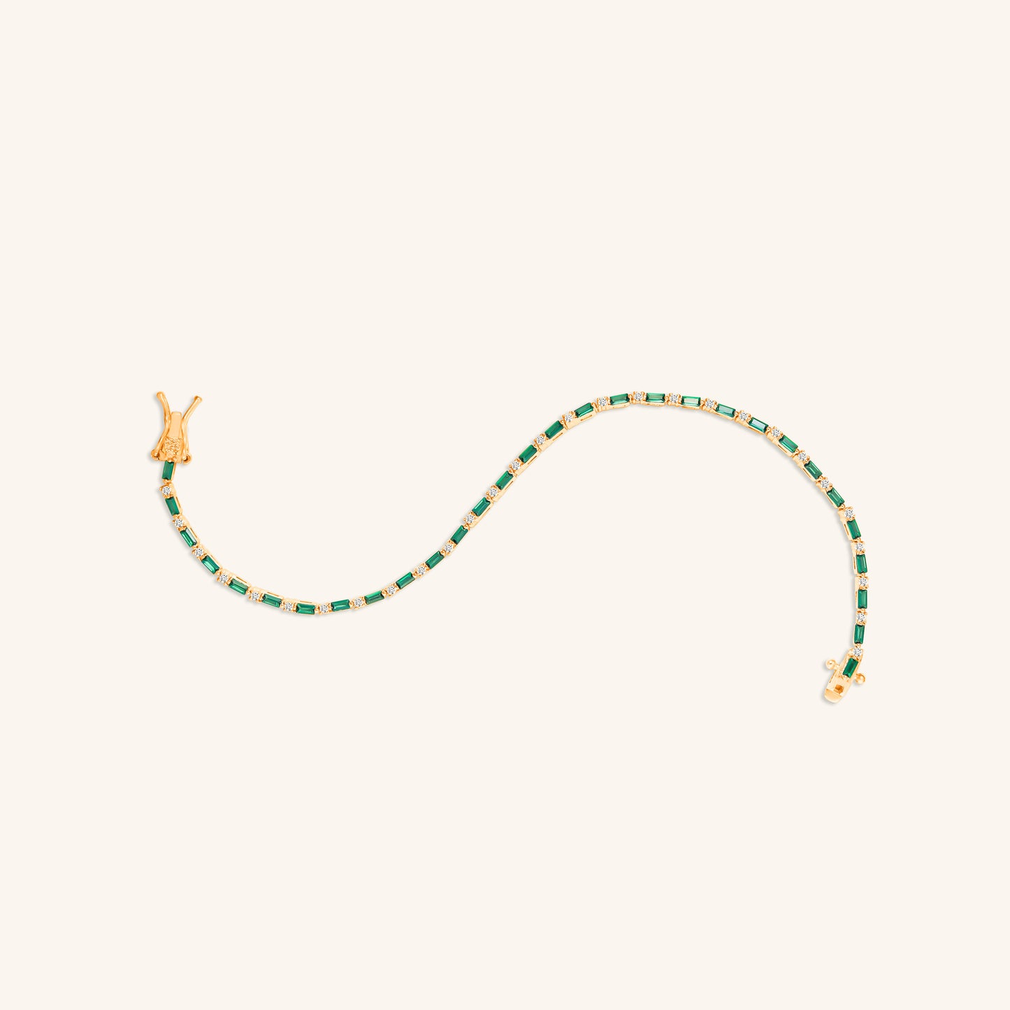 Emerald and Round Diamond Tennis Bracelet