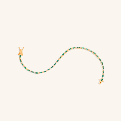 Emerald and Round Diamond Tennis Bracelet