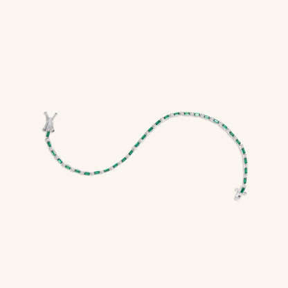 Emerald and Round Diamond Tennis Bracelet