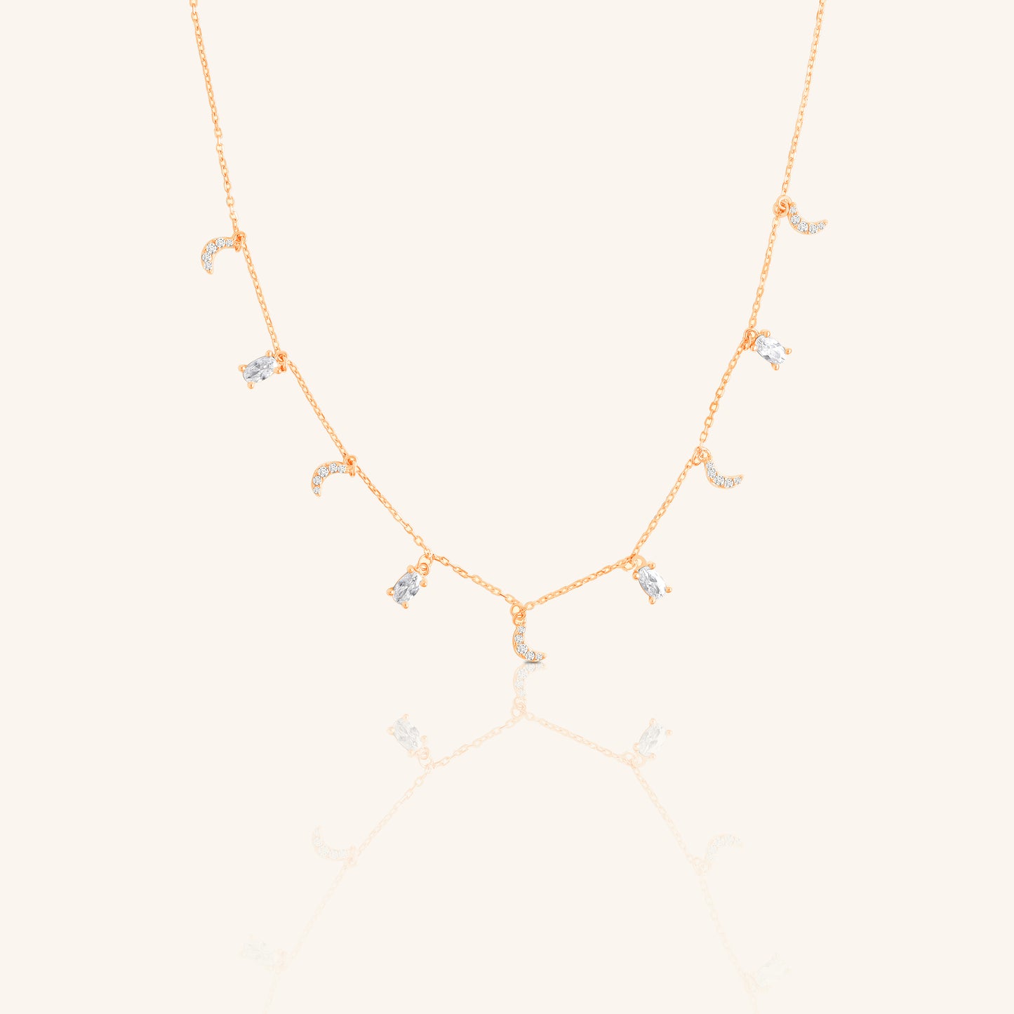Moon Oval Diamond Chain Pendant
